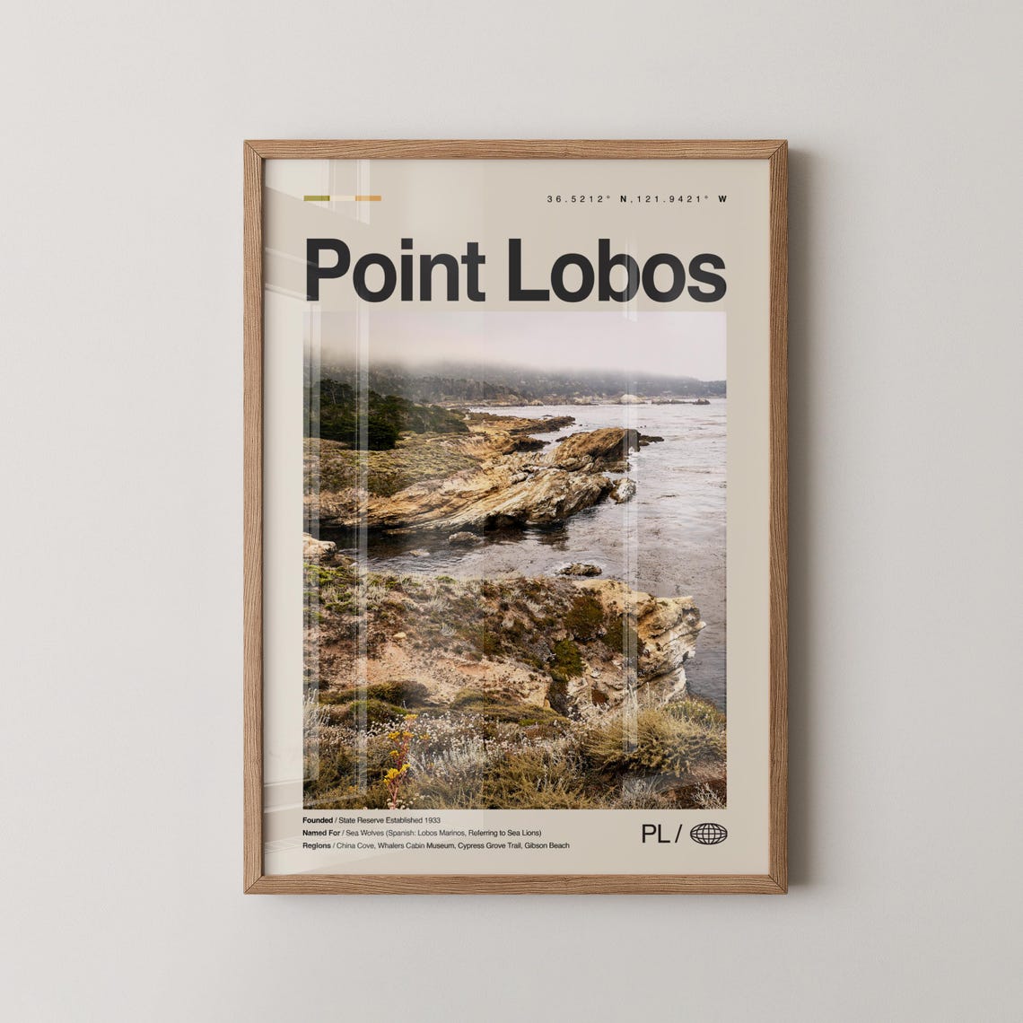Point Lobos California Coastal Cliffs Photo Travel Souvenir Poster