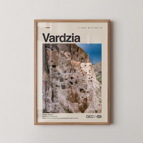 Vardzia Georgia Ancient Cave Monastery Cliff Photo Travel Poster
