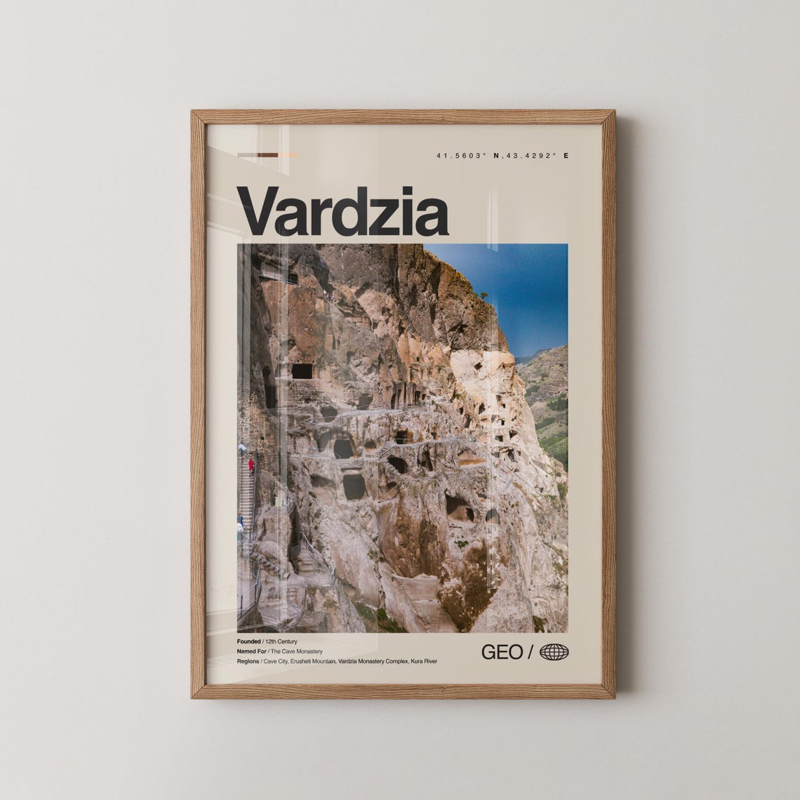 Vardzia Georgia Ancient Cave Monastery Cliff Photo Travel Poster
