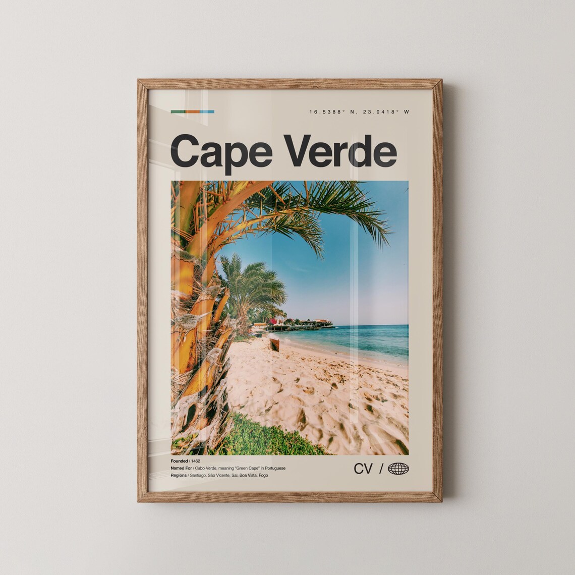 Cape Verde Tropical Beach Palm Minimalist Photo Travel Poster