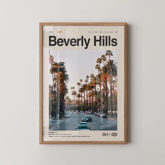 Beverly Hills Print Wall Art Poster Photo Rodeo Drive Gardens Park