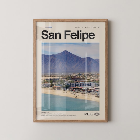 San Felipe Baja Beach and Malecon Minimalist Travel Poster Photo