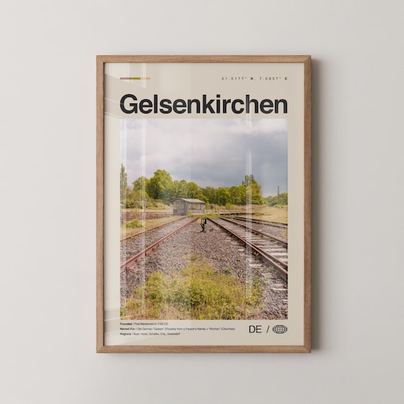 Gelsenkirchen Print Art Poster Photo Dcor Map