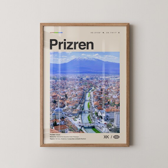 Prizren Kosovo Old Town River Vintage Travel Photography Poster