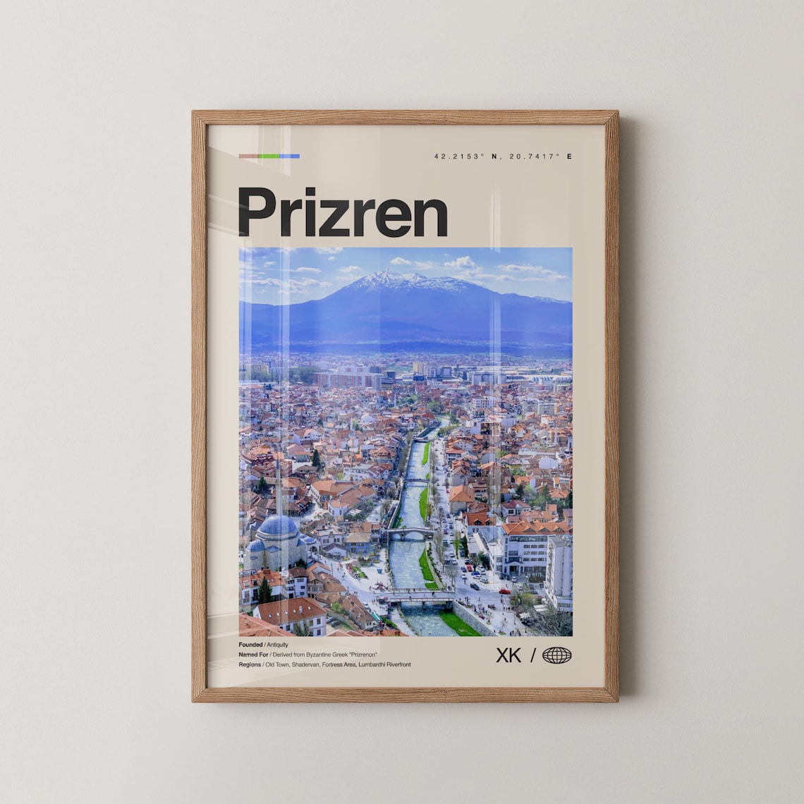 Prizren Kosovo Old Town River Vintage Travel Photography Poster