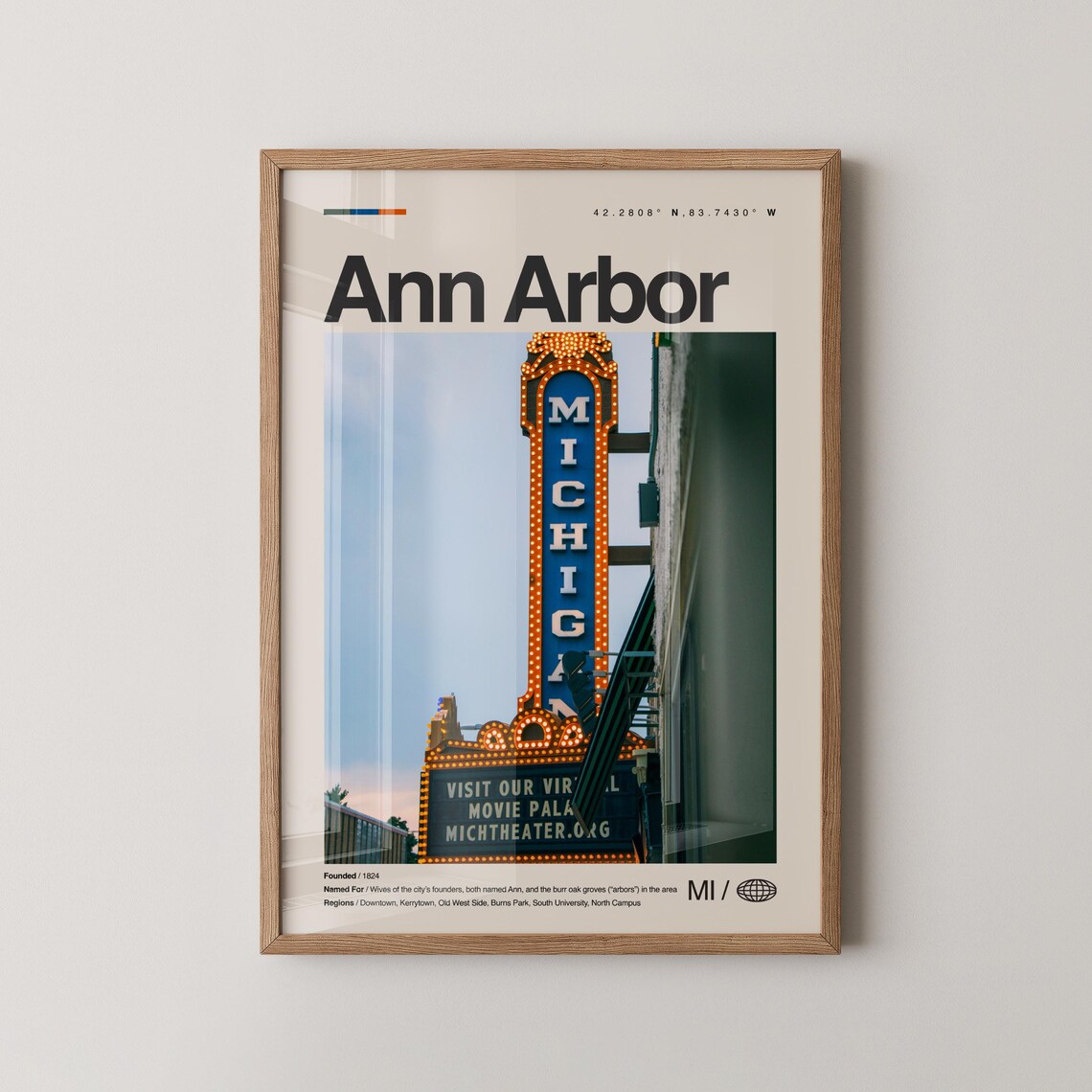 Ann Arbor Map Poster, Michigan Travel Poster
