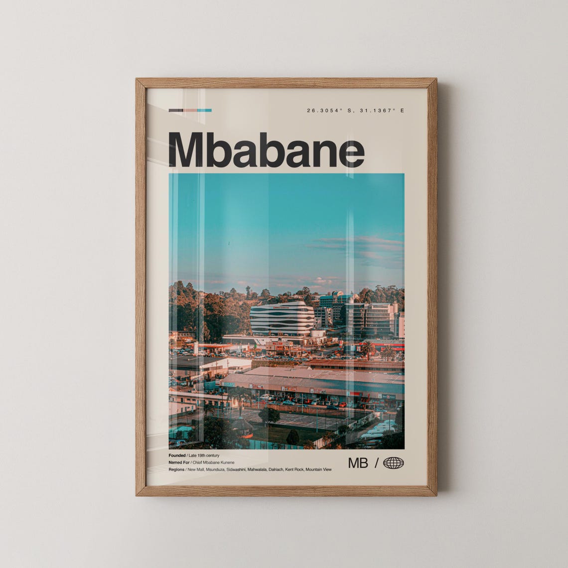 Mbabane Print Wall Art Poster Photo Dcor Map Eswatini