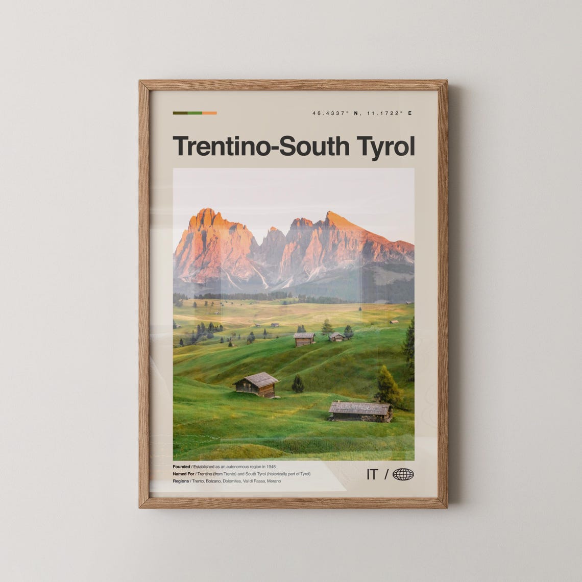 Trentino South Tyrol Dolomites Alpine Meadow Travel Photo Poster