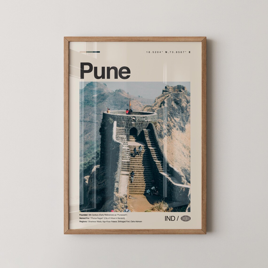 Pune India Sinhagad Fort Mountain Fortress Heritage Travel Poster