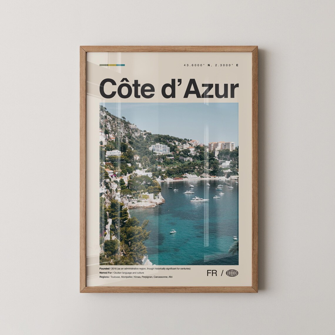 Côte d'Azur France Mediterranean Bay Riviera Minimalist Travel Poster