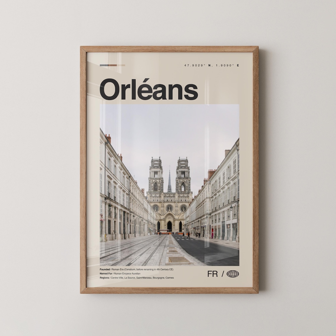 Orléans France Cathedral Street Minimalist City Travel Poster