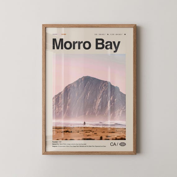 Morro Bay Print Wall Art Poster Photo Rock State Park Embarcadero Montaa