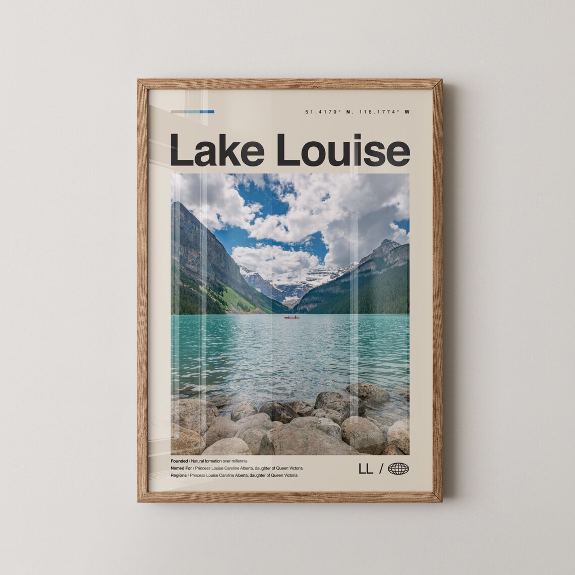 Lake Louise Alberta Turquoise Water Mountain Canoe Travel Poster