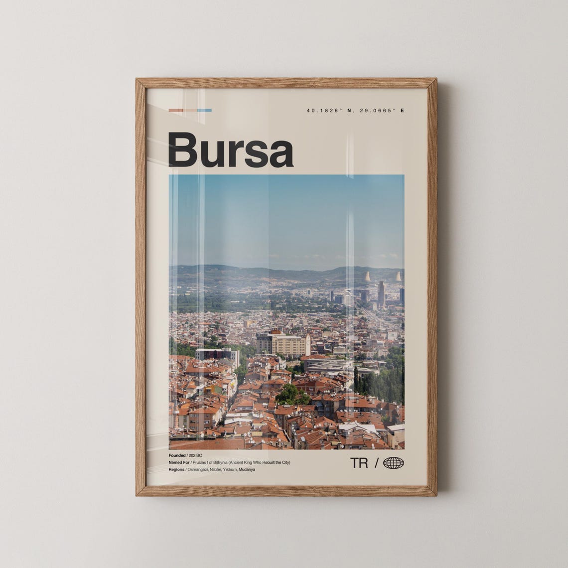 Bursa Print Wall Art Poster Photo Dcor Map Turkey