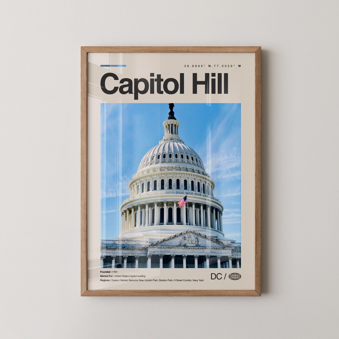 Capitol Hill Washington DC US Capitol Dome Photo Travel Poster