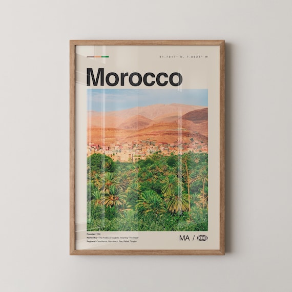 Morocco Oasis Palm Grove Red Desert Valley Photo Travel Poster