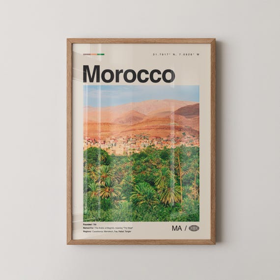 Morocco Print Wall Art Poster Photo Decor Rabat Casablanca Sahara Africa
