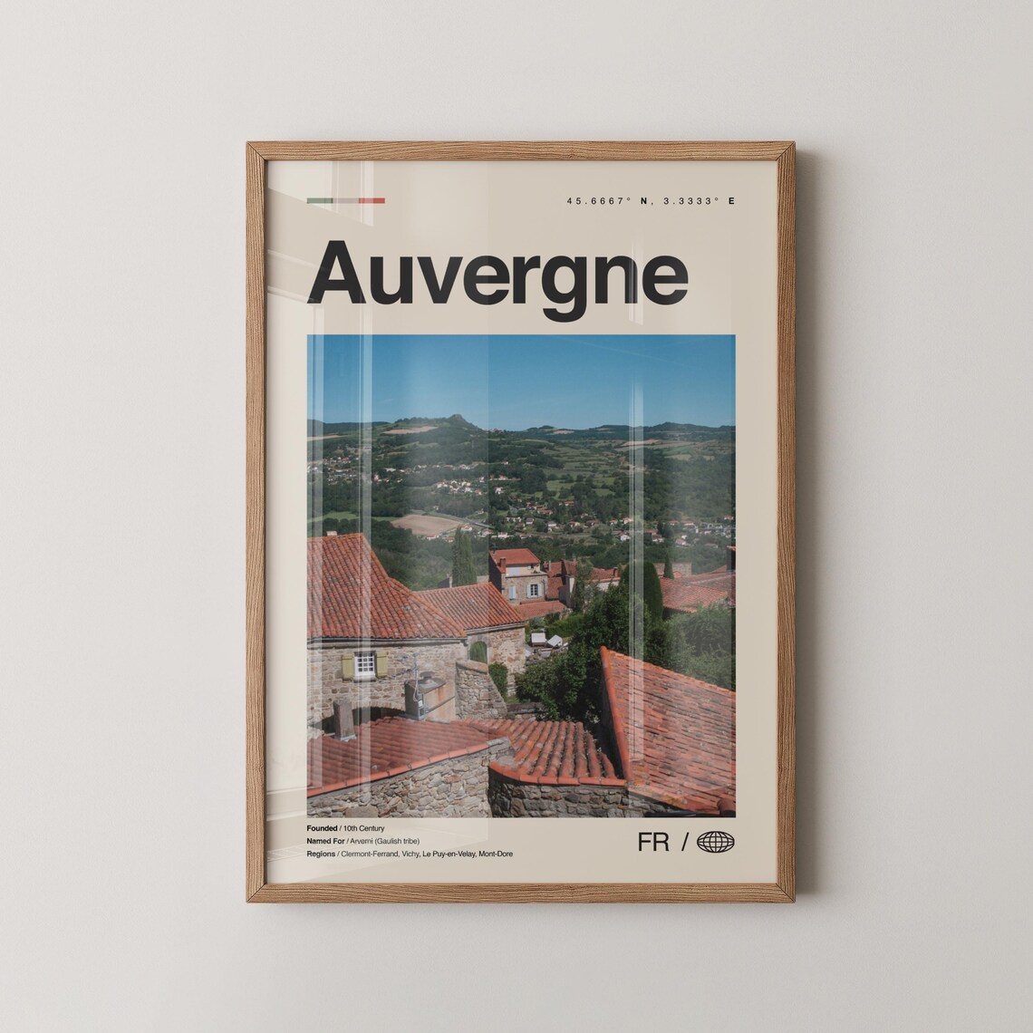 Auvergne Print Wall Art Poster Photo Dcor Map France