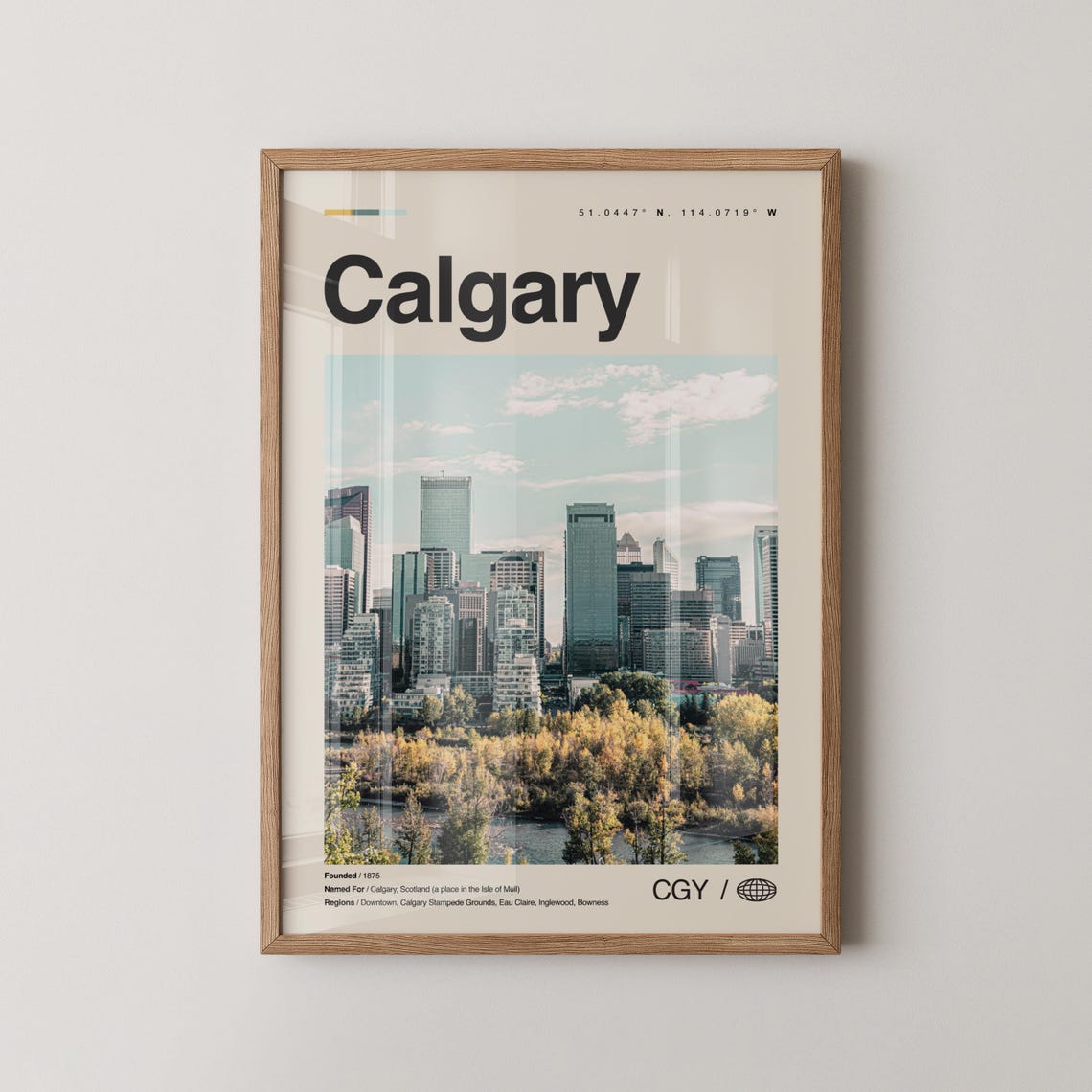 Calgary Alberta Skyline Autumn River Daytime Photography Travel Poster