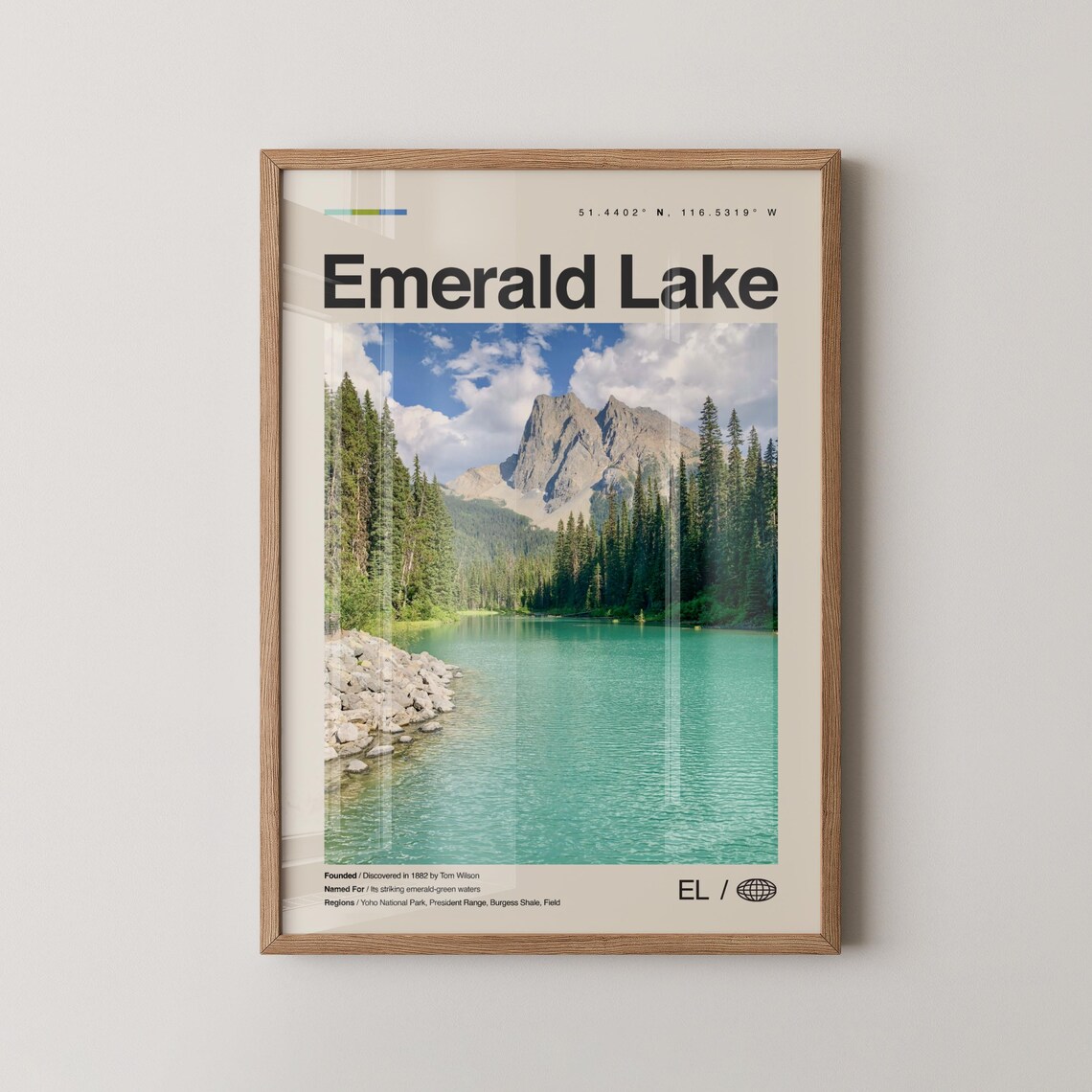 Emerald Lake Canada Turquoise Alpine Lake Travel Photo Poster