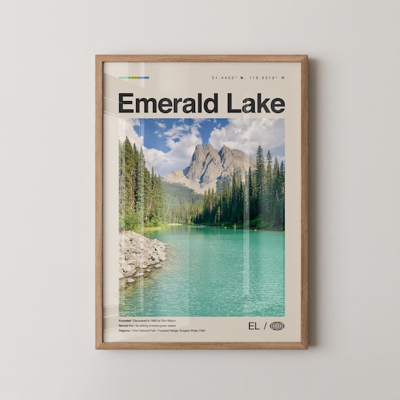 Emerald Lake Canada Turquoise Alpine Lake Travel Photo Poster