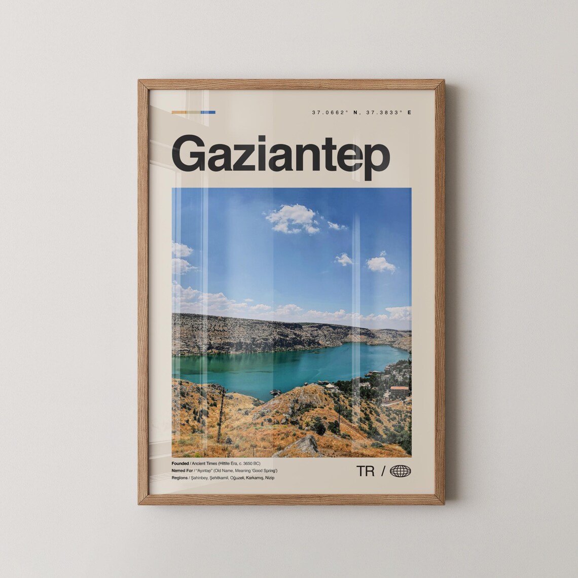 Gaziantep Turkey Turquoise Lake Canyon Hills Photo Travel Poster