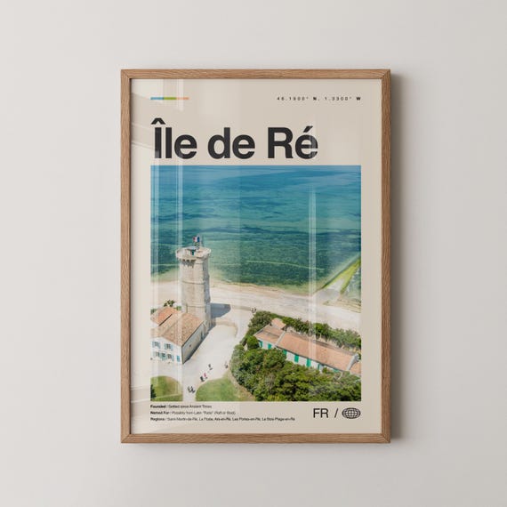 Ile De Re Map, France Travel Poster