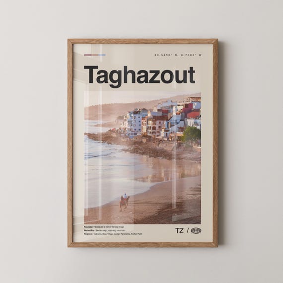 Taghazout Print Wall Art Poster Photo Dcor Map Morocco
