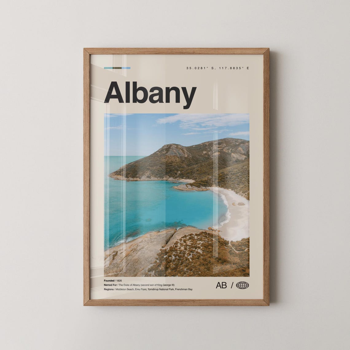 Albany Print Australia Wall Art Poster Photo Dcor Map
