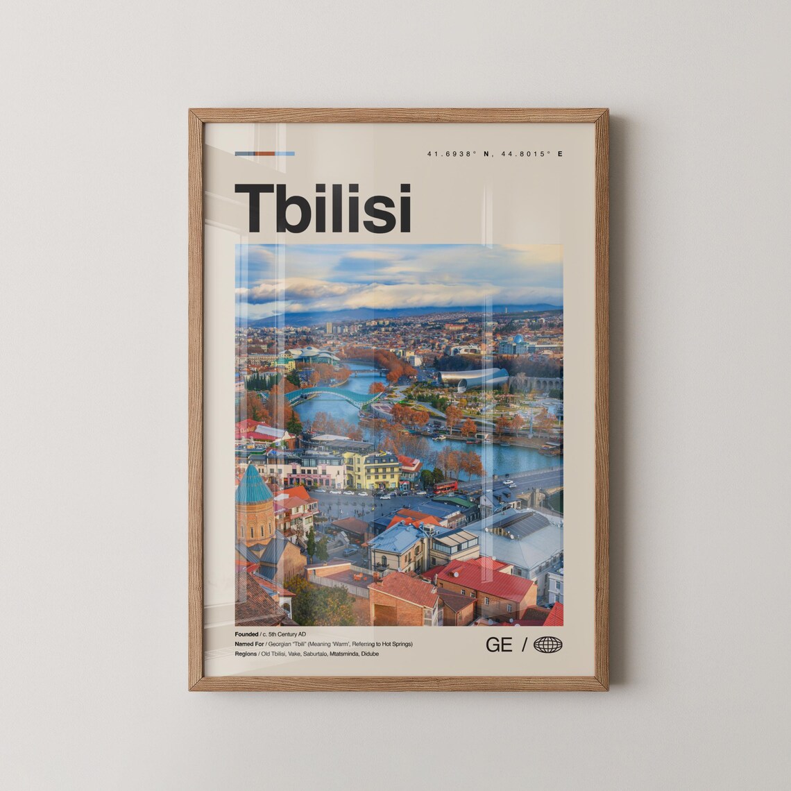 Tbilisi Georgia City Panorama Travel Poster Photo With City Facts