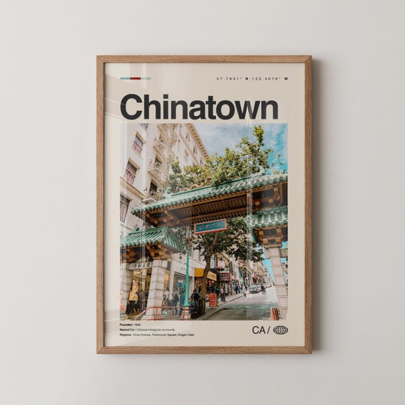Chinatown San Francisco Dragon Gate Photo Modern City Travel Poster