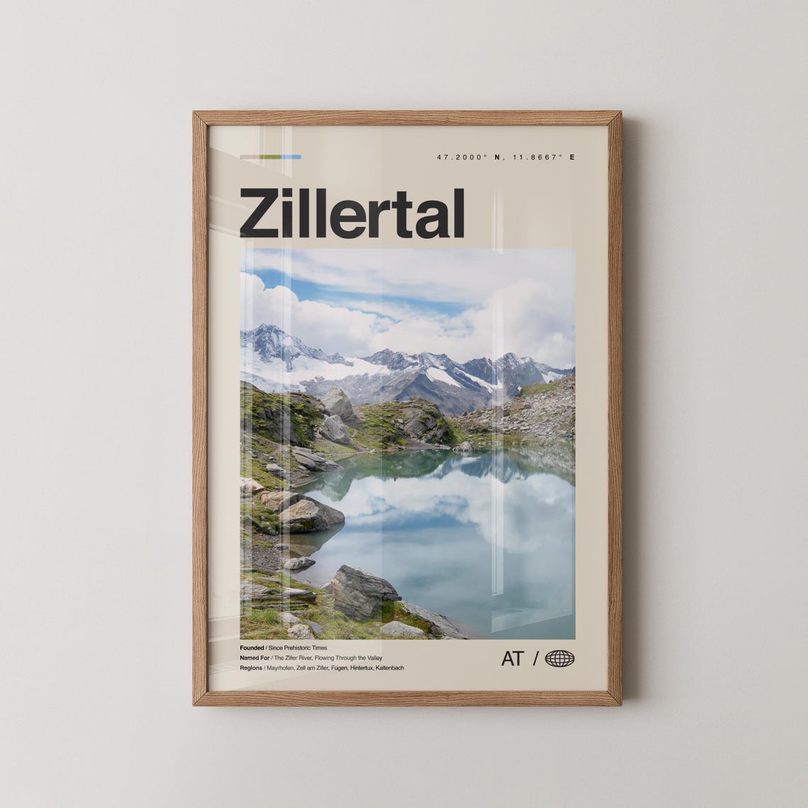 Zillertal Print Wall Art Poster Photo Dcor Map Austria