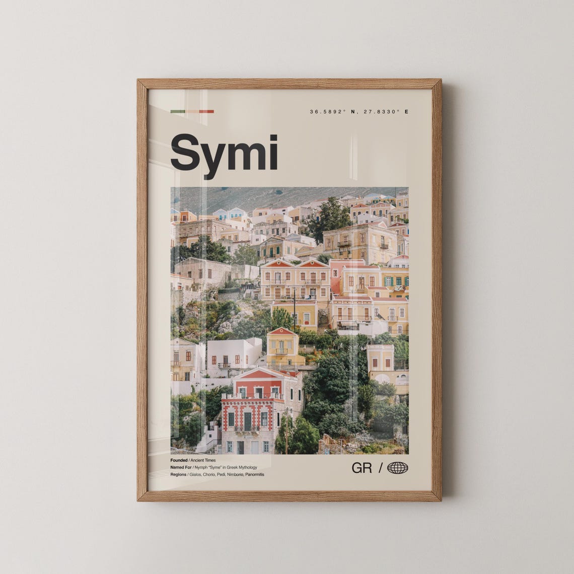 Symi Print Wall Art Poster Photo Dcor Map Greece