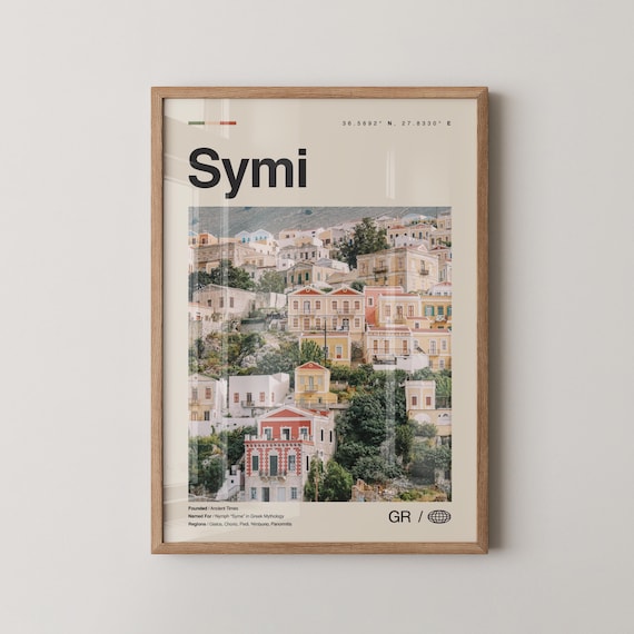 Symi Print Wall Art Poster Photo Dcor Map Greece
