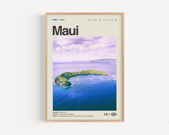 Maui Green Island Aerial Photo Travel Poster Hawaii Ocean View