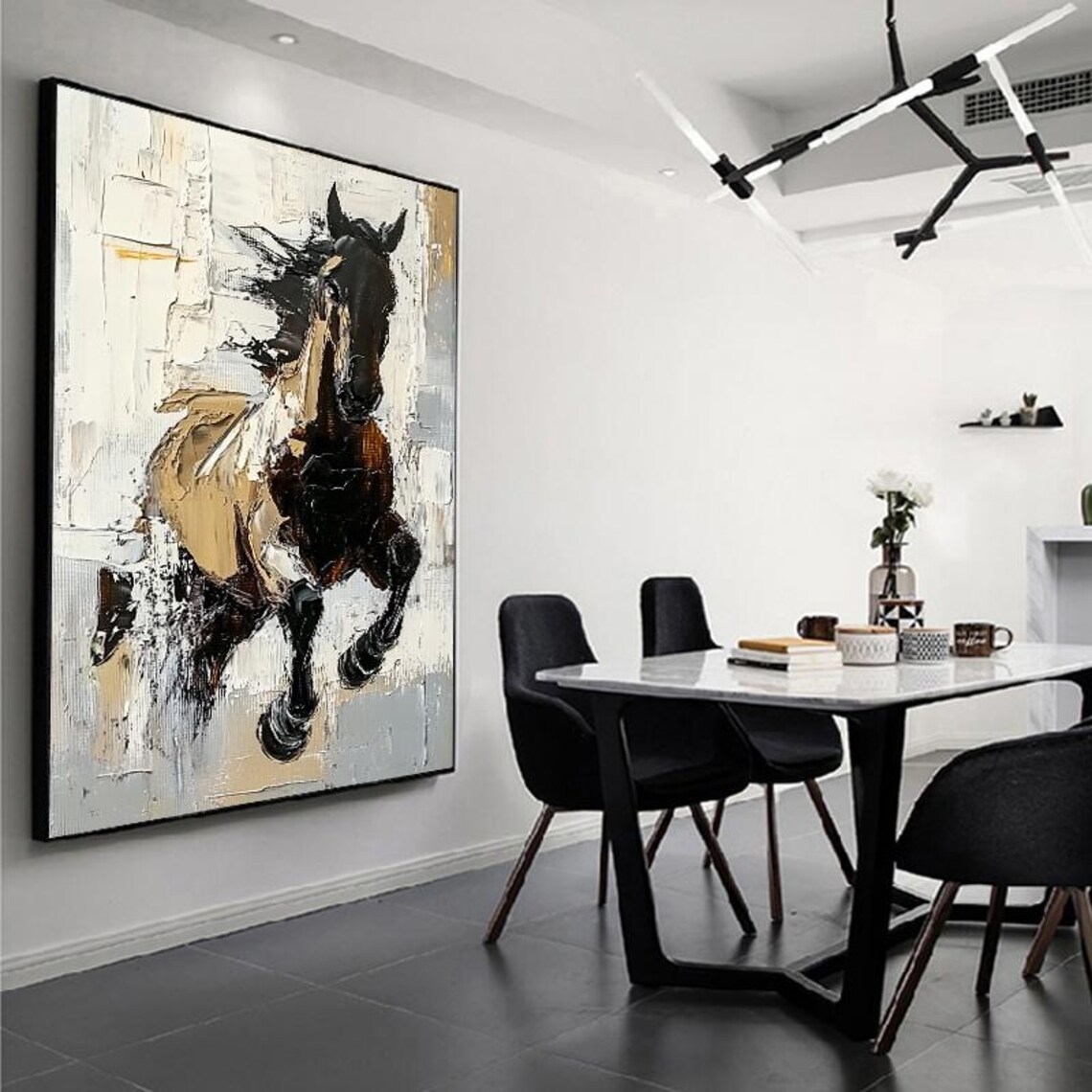 Majestic Galloping Horse in Abstract Oil Painting Motion Poster - Image 5