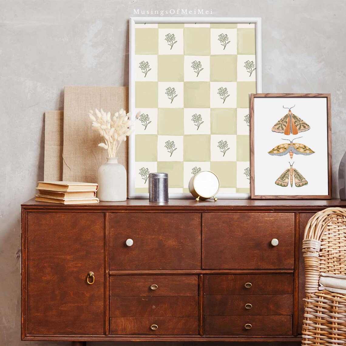 Checkered Flower Print, Retro Nursery Art Print - Image 2