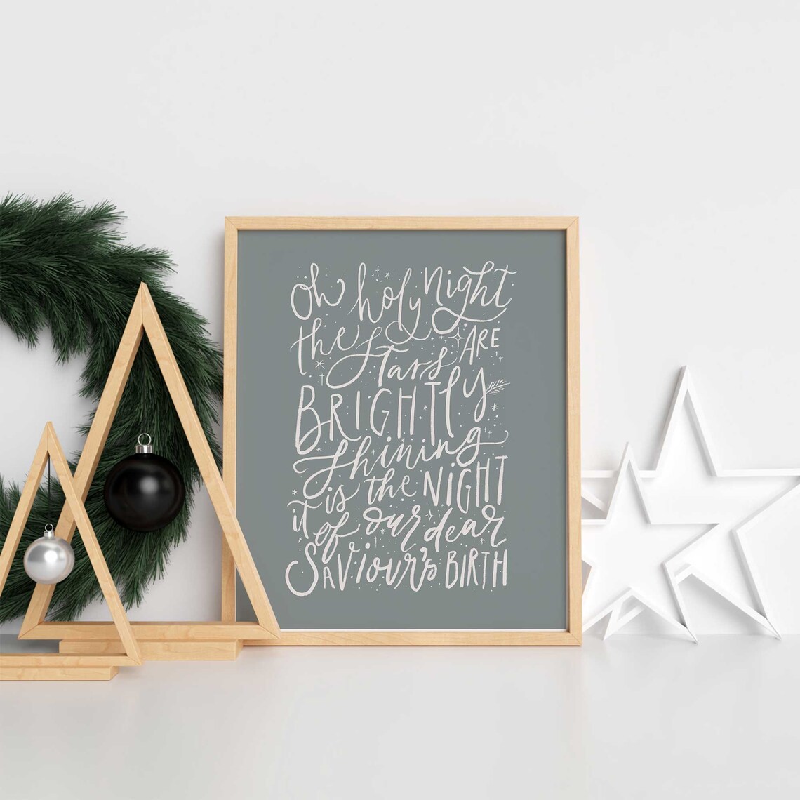 Oh Holy Night Christmas Art Print, Winter Wall Art - Image 2