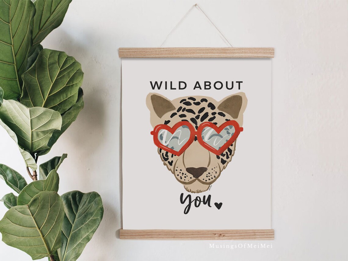 Wild About You Leopard Art Print, Cute Valentines Decor - Image 4