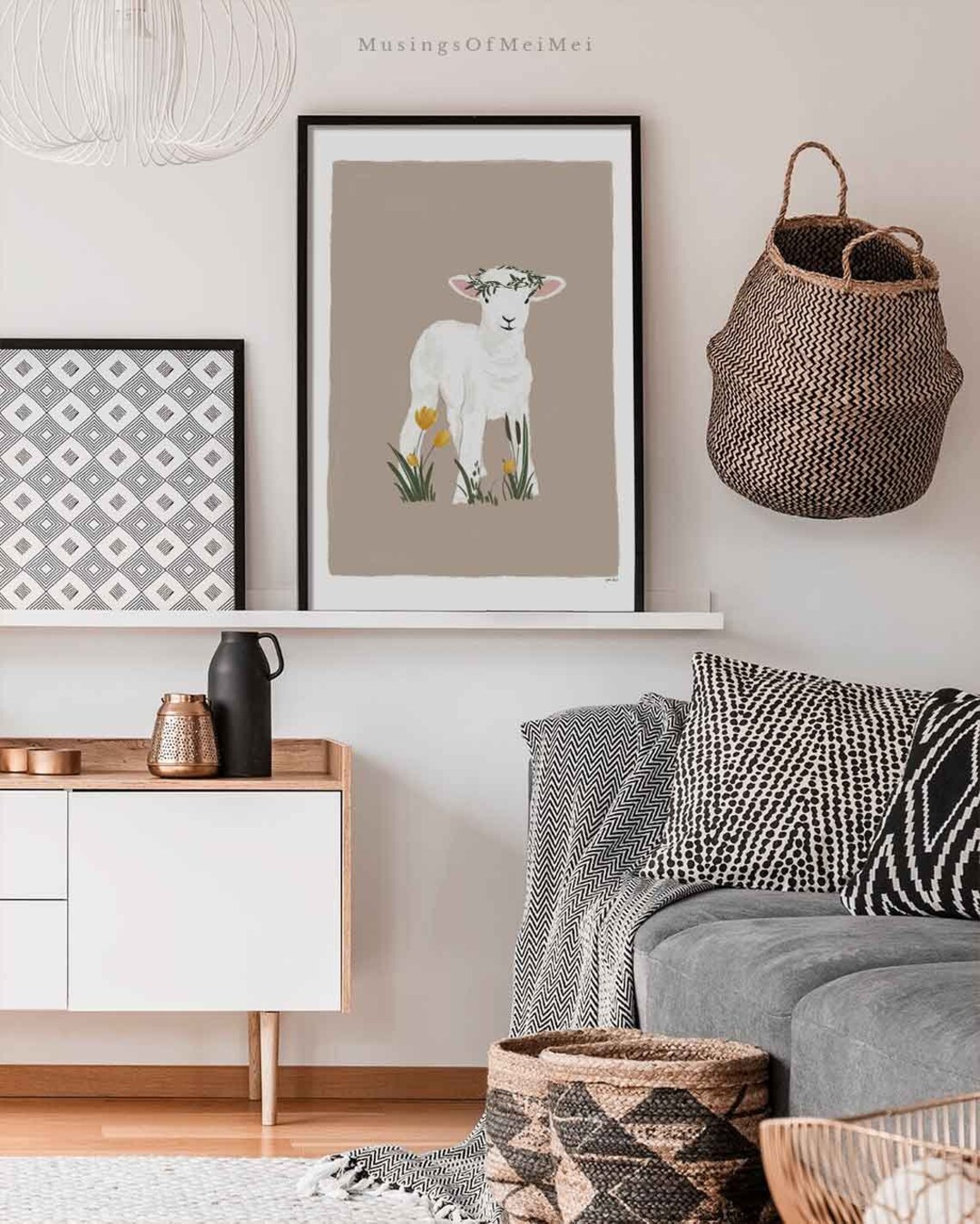 Easter Lamb Art Print, Spring Nursery Decor - Image 3
