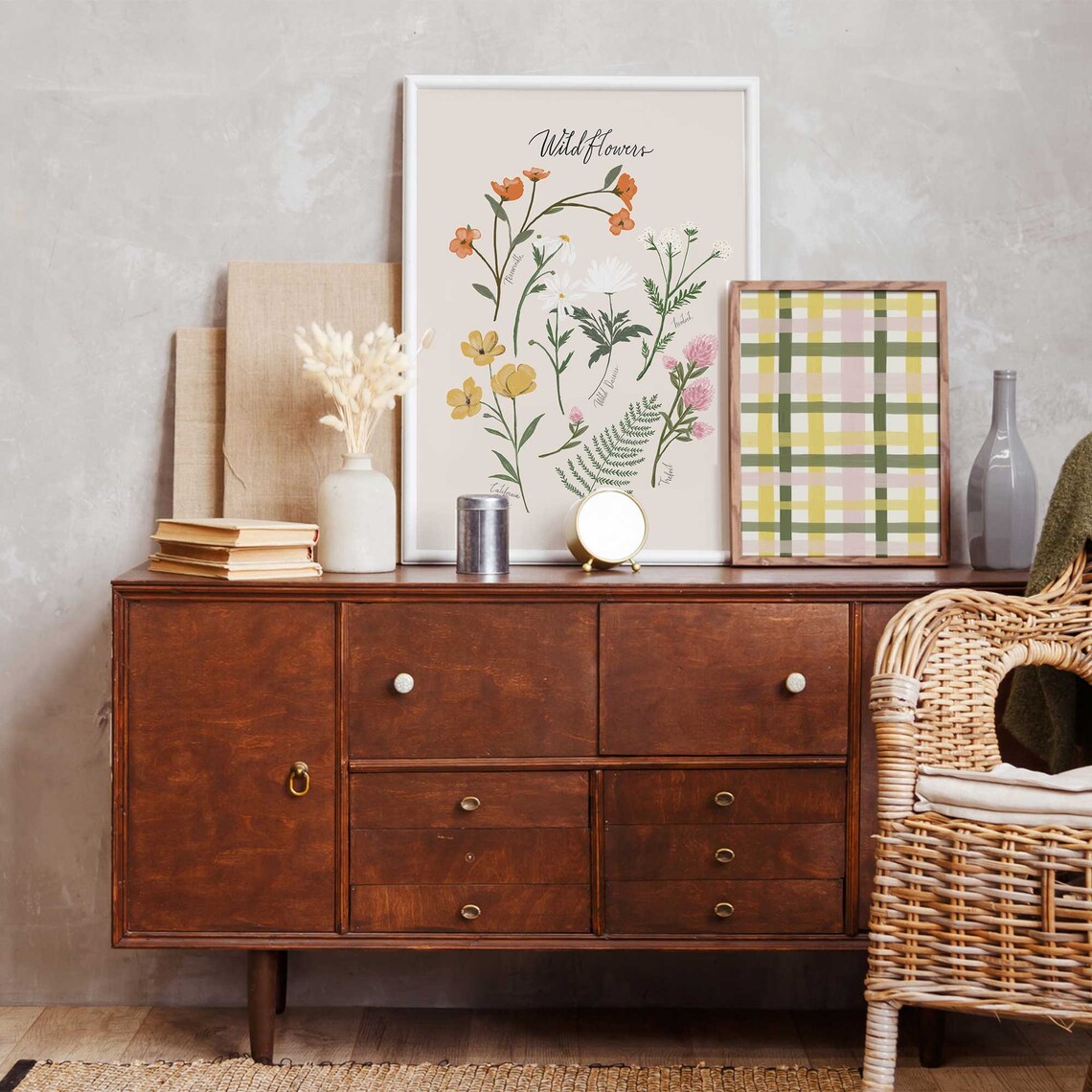 Wildflowers Botanical Art Print, Neutral Decor - Image 3