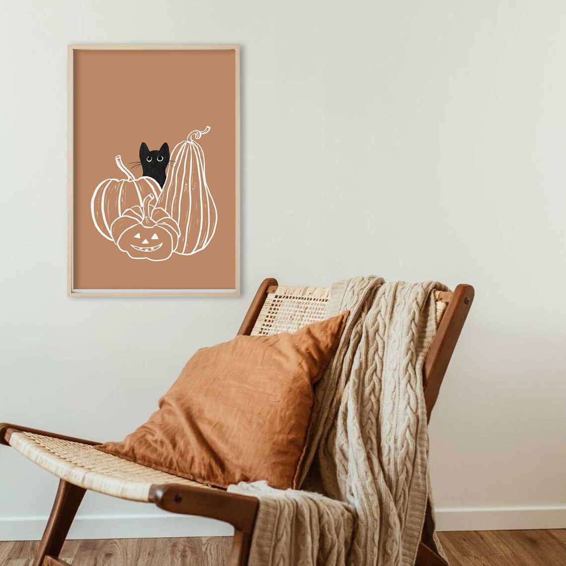 Halloween Cat and Pumpkin Poster, Fall Decor - Image 2