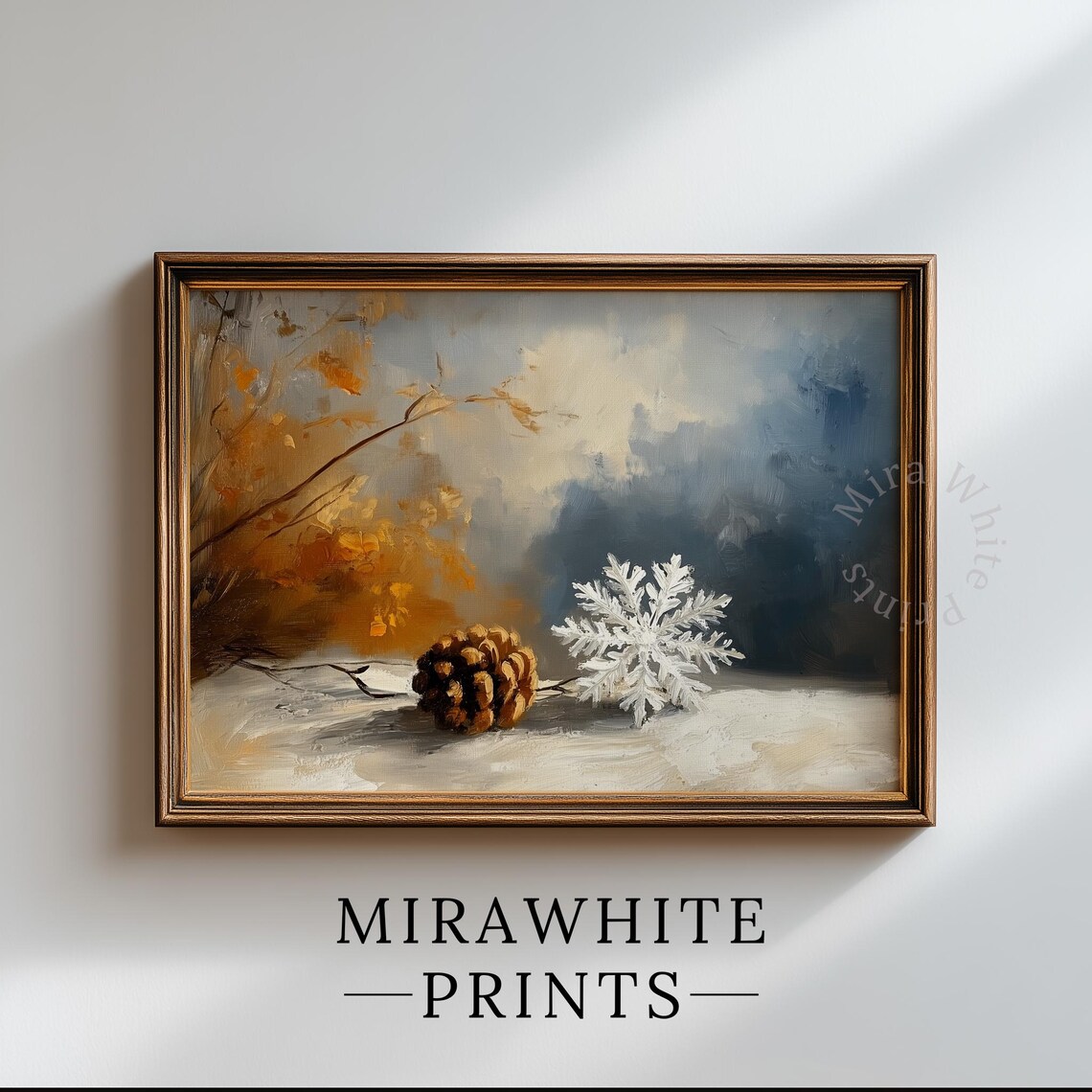 Snowflake Pinecone Winter Still Life Cozy Christmas Morning Wall Poster