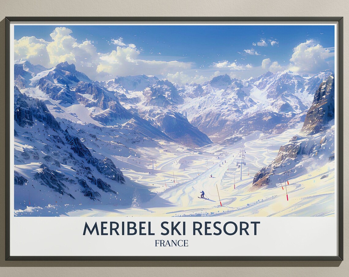 Meribel Ski Resort French Alps Panorama Slopes Chairlift Poster