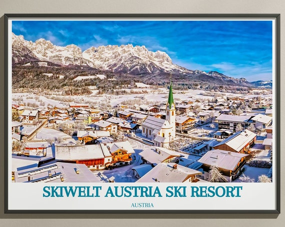 Explore Skiwelt Austria Through Art Retro Ski Posters And Modern Ski Gondola Wall Art Beautiful Ellmau Prints