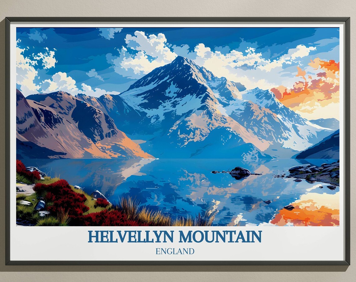 Helvellyn Mountain England Red Tarn Reflection Peak View Poster