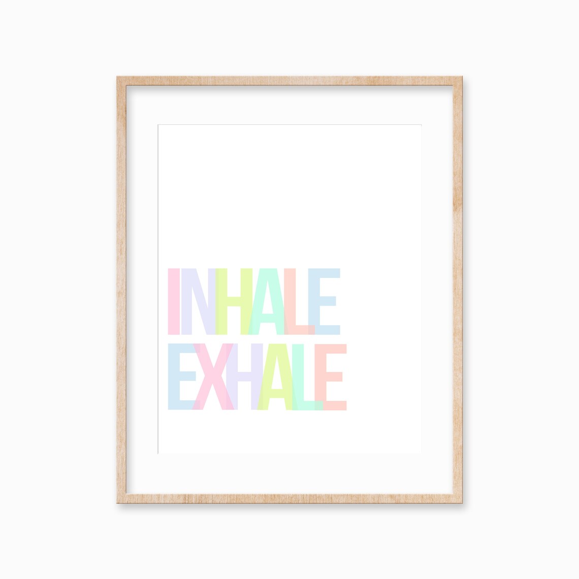Inhale Exhale Rainbow Pastel Lettering Yoga Breath Quote Art Poster