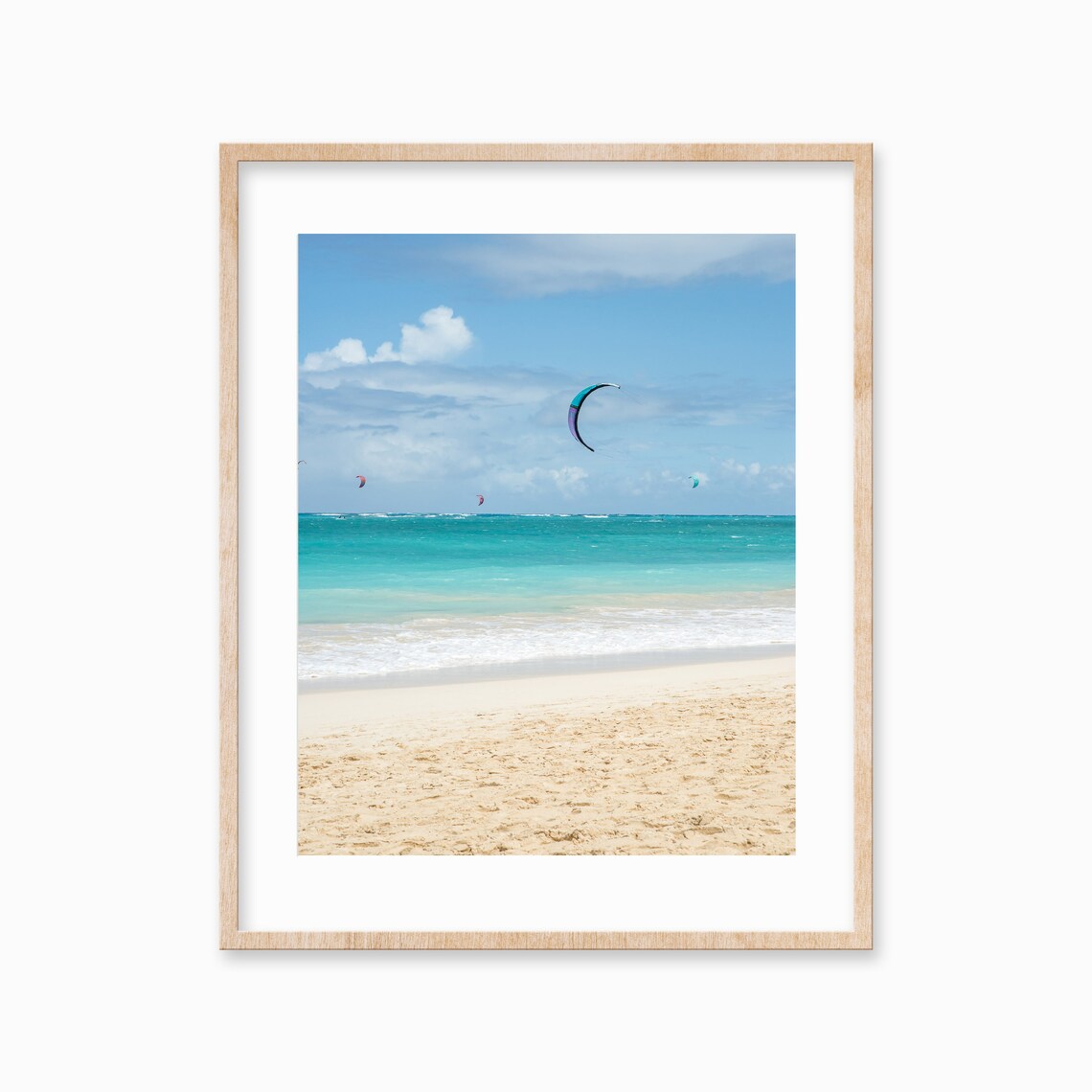 Kitesurfing Art Print Large Vertical Travel Poster Beach Coastal Decor Kiteboard Beach Wall Art Surfer Gift