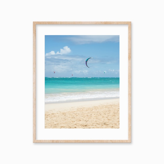 Kitesurfing Art Print Large Vertical Travel Poster Beach Coastal Decor Kiteboard Beach Wall Art Surfer Gift