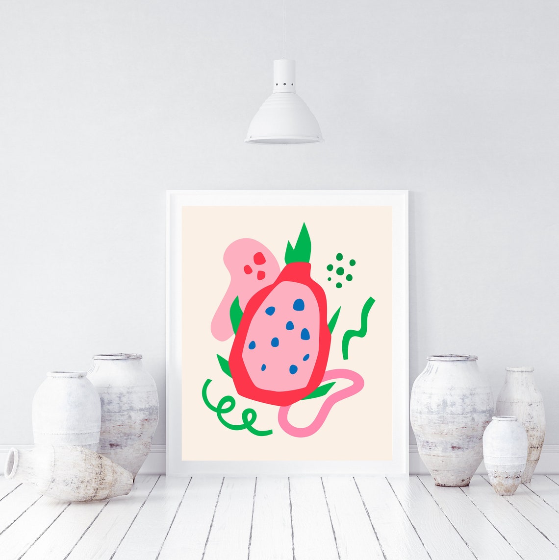 Bright Dragon Fruit Abstract Illustration Pink Red Pop Art Poster - Image 3